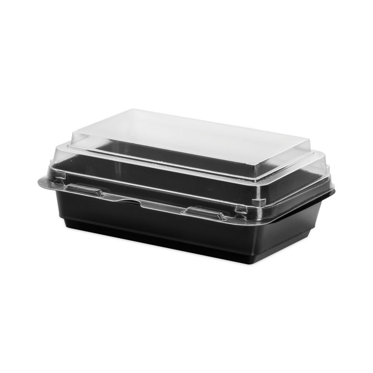 SOLO Creative Carryouts Hinged Plastic Hot Deli Boxes, 24 oz, 7.87 x 5.4 x 2.1, Black/Clear, 200/Carton (SCC846612PS94)