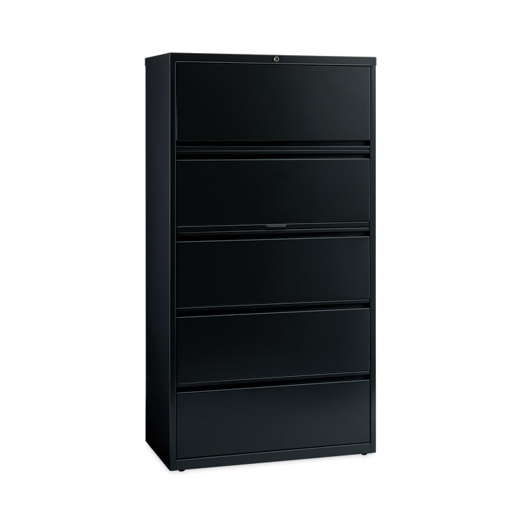 Hirsh Industries Lateral File Cabinet, 5 Letter/Legal/A4-Size File Drawers, Black, 36 x 18.62 x 67.62 (HID14992)