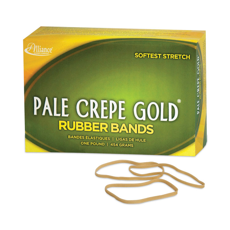 Alliance Pale Crepe Gold Rubber Bands, Size 33, 0.04" Gauge, Golden Crepe, 1 lb Box, 970/Box (ALL20335)