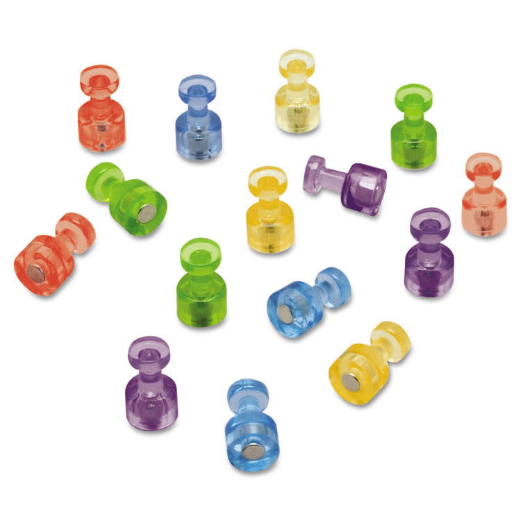Quartet Magnetic Push Pins, 0.75" Long, 0.38" Diameter, Assorted Colors, 20/Pack (QRTMPPC)
