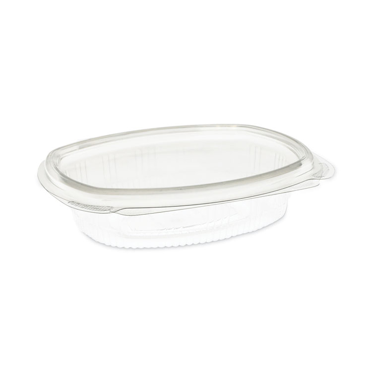 Pactiv Evergreen EarthChoice Recycled PET Hinged Container, 8 oz, 4.92 x 5.87 x 1.32, Clear, Plastic, 200/Carton (PCT0CA910080000)