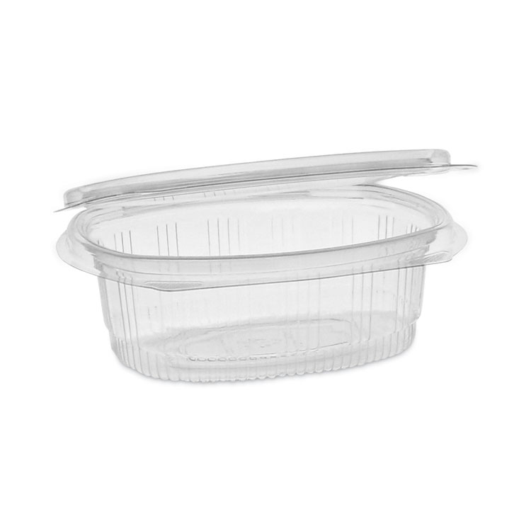 Pactiv Evergreen EarthChoice Recycled PET Hinged Container, 12 oz, 4.92 x 5.87 x 1.89, Clear, Plastic, 200/Carton (PCT0CA910120000)