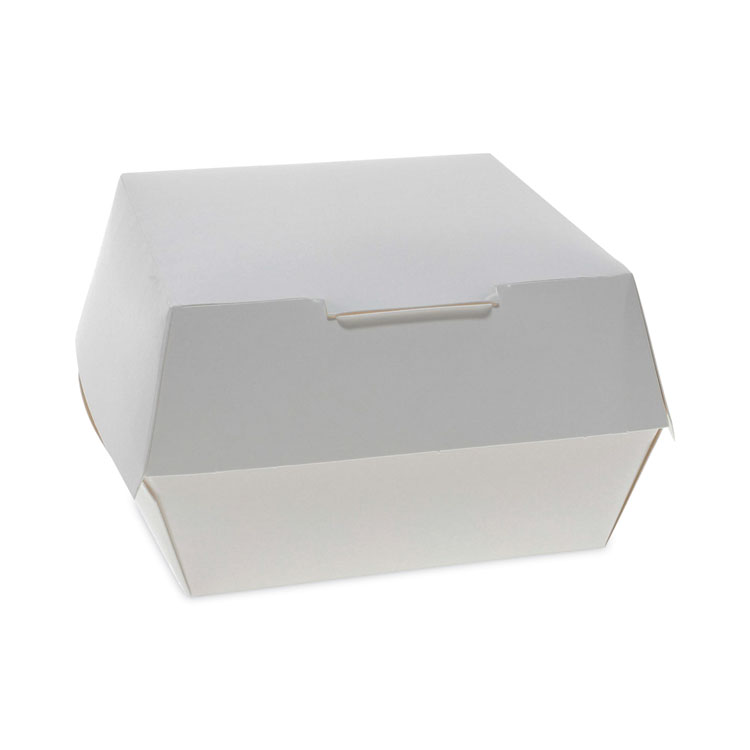 Pactiv Evergreen Paperboard Hinged Container, 5" Hamburger Clamshell, 4.79 x 4.81 x 2.75, Paper, 500/Carton (PCTDBRGRCLAM)