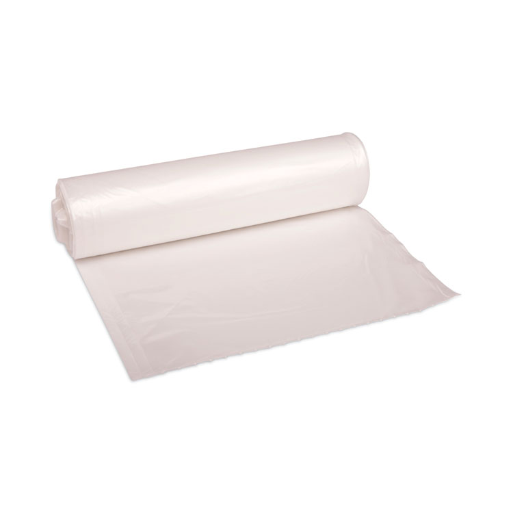 Boardwalk High Density Industrial Can Liners Coreless Rolls, 30 gal, 16 mic, 30" x 37", Natural, Perforated, 25 Bags/Roll, 20 Rolls/CT (BWKRH3037S)