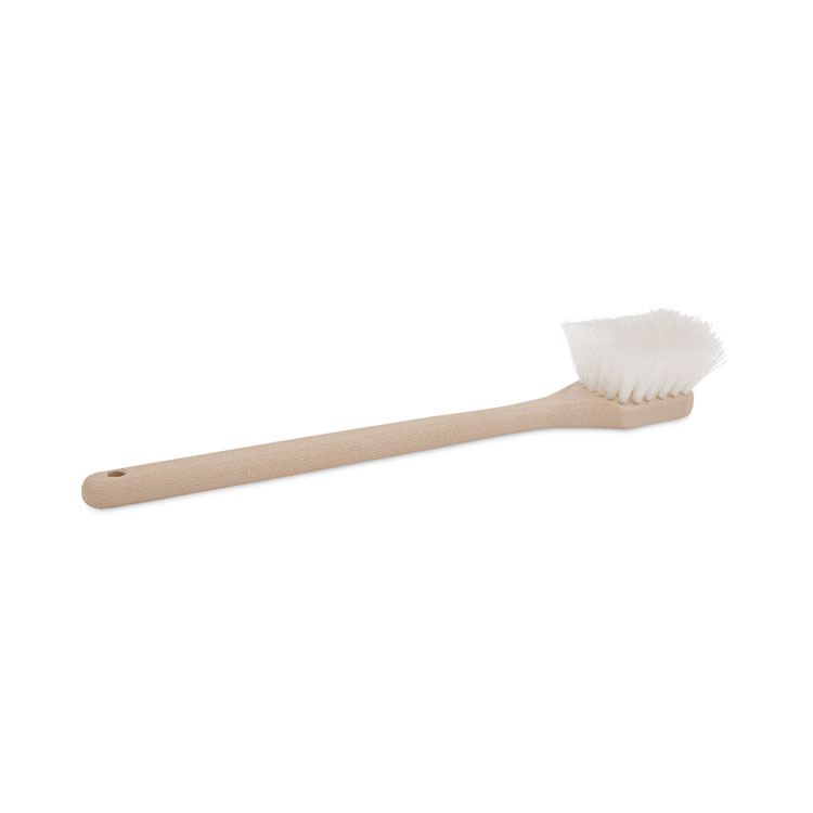 Boardwalk Utility Brush, Cream Nylon Bristles, 5.5" Brush, 14.5" Tan Plastic Handle (BWK4420)