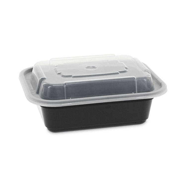 Pactiv Evergreen Newspring VERSAtainer Microwavable Containers, 12 oz, 4.5 x 5.5 x 1.75, Black/Clear, Plastic, 150/Carton (PCTNC818B)
