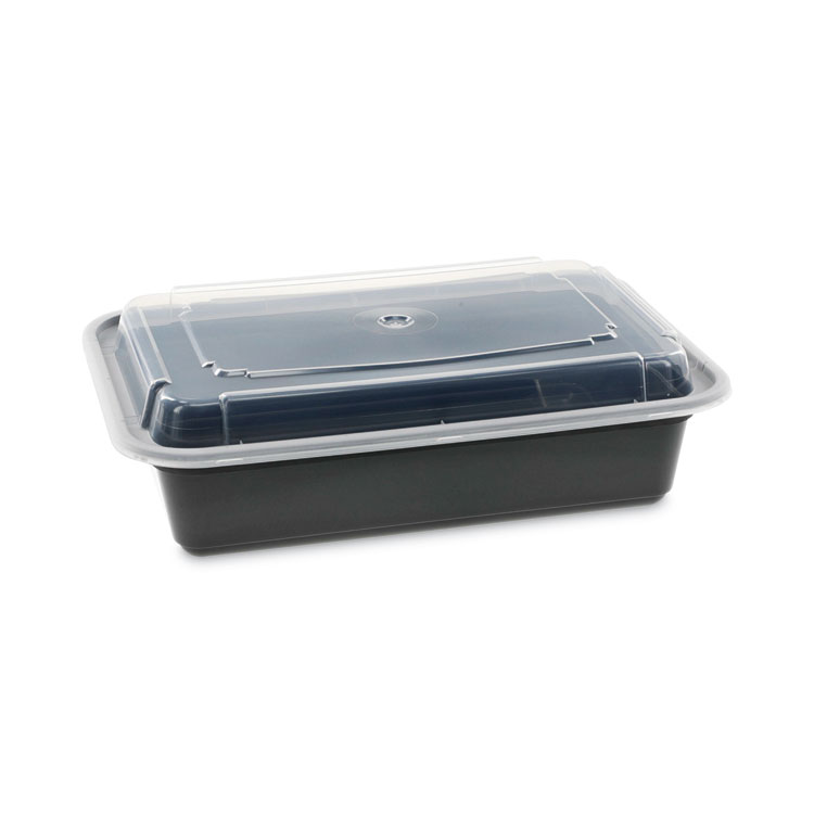Pactiv Evergreen Newspring VERSAtainer Microwavable Containers, 38 oz, 8.8 x 6 x 2.5, Black/Clear, Plastic, 150/Carton (PCTNC888B)