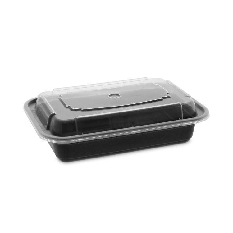 Pactiv Evergreen Newspring VERSAtainer Microwavable Containers, 16 oz, 5 x 7.25 x 1.5, Black/Clear, Plastic, 150/Carton (PCTNC8168B)