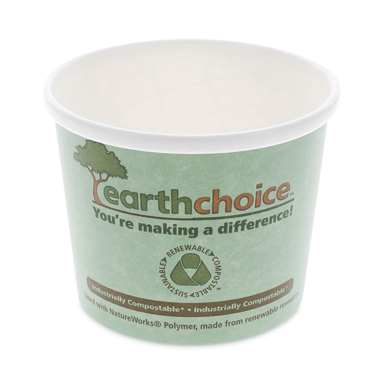 Pactiv Evergreen EarthChoice Compostable Soup Cup, Medium, 12 oz, 3.63" Diameter x 3.63" h, Teal, Paper, 500/Carton (PCTPHSC12ECDI)