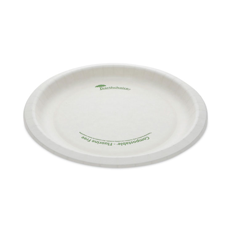 Pactiv Evergreen EarthChoice Pressware Compostable Dinnerware, Plate, Paper, 9" dia, White, 450/Carton (PCTPSP09EC)
