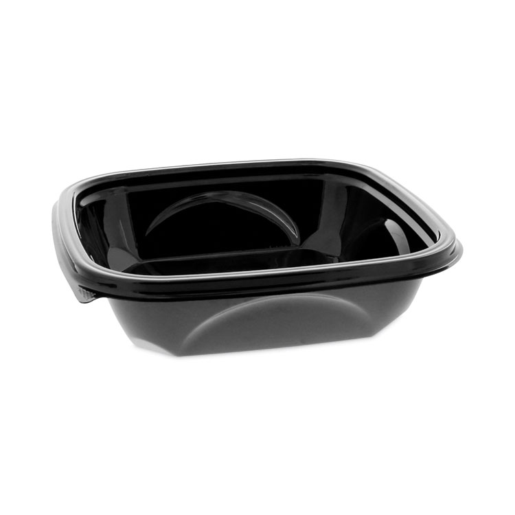 Pactiv Evergreen EarthChoice Square Recycled Bowl, 24 oz, 7 x 7 x 1.52, Black, Plastic, 300/Carton (PCTSAB0724)