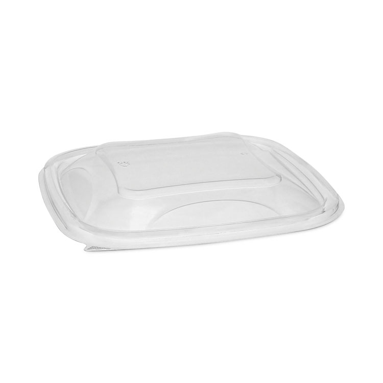 Pactiv Evergreen EarthChoice Recycled PET Container Lid, For 24-32 oz Container Bases, 7.38 x 7.38 x 0.82, Clear, Plastic, 300/Carton (PCTSACLD07)