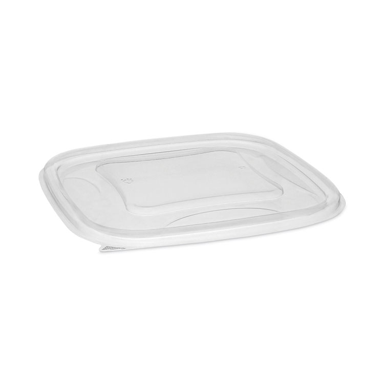 Pactiv Evergreen EarthChoice Square Recycled Bowl Flat Lid, 7.38 x 7.38 x 0.26, Clear, Plastic, 300/Carton (PCTSACLF07)