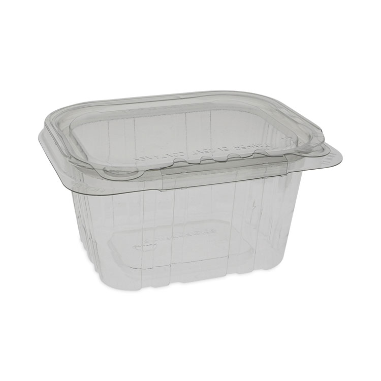 Pactiv Evergreen EarthChoice Tamper Evident Recycled Hinged Lid Deli Container, 16 oz, 5.38 x 4.5 x 2.63, Clear, Plastic, 304/Carton (PCTTEHL5X416)