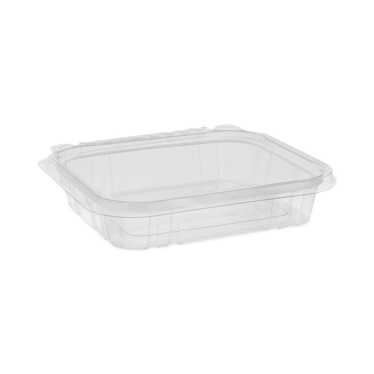 Pactiv Evergreen EarthChoice Tamper Evident Recycled Hinged Lid Deli Container, 16 oz, 7.25 x 6.38 x 1, Clear, Plastic, 240/Carton (PCTTEHL7X616S)