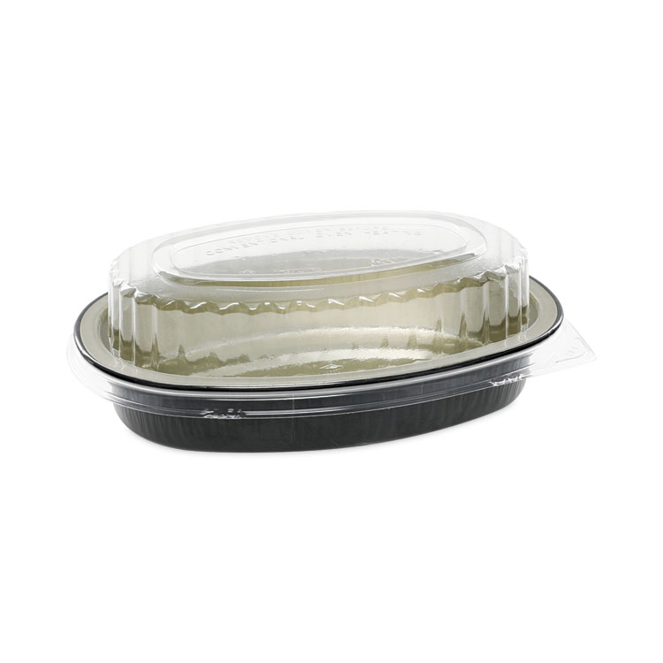Pactiv Evergreen Classic Carry-Out Container, 16 oz, 6.88 x 4.56 x 3, Black/Gold, Aluminum, 100/Carton (PCTY6707WPSFG)