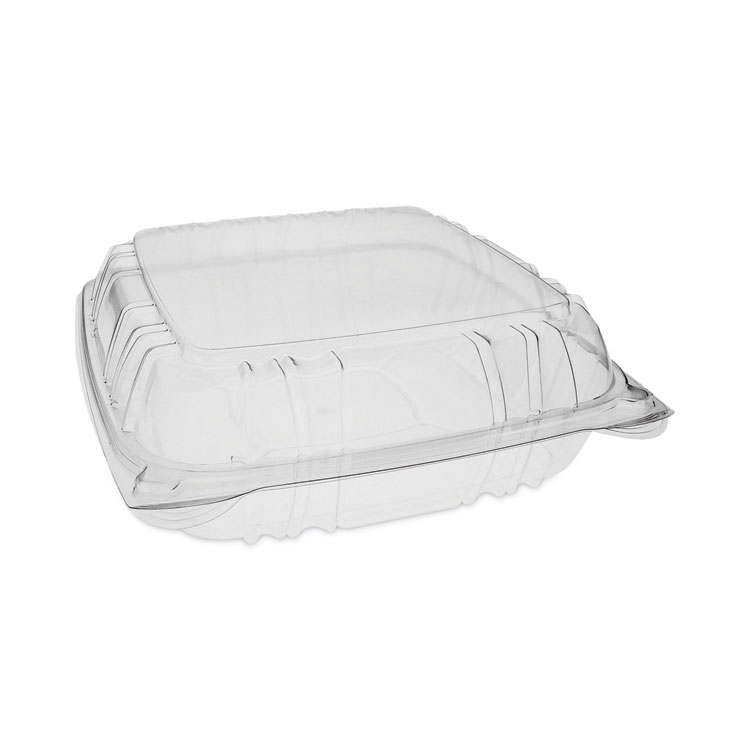 Pactiv Evergreen SENSATION SmartLock Hinged Lid Container, 9.21 x 8.87 x 3.07, Clear, Plastic, 200/Carton (PCTYCI821100000)