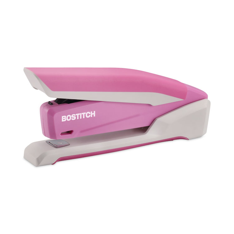 Bostitch InCourage Spring-Powered Desktop Stapler, Breast Cancer Awareness, 20-Sheet Capacity, Pink/Gray (ACI1188)