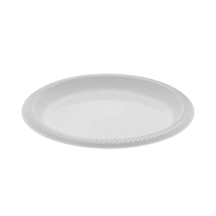 Pactiv Evergreen Meadoware Impact Plastic Dinnerware, Plate, 8.88" dia, White, 400/Carton (PCTYMI9)