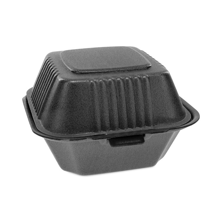 Pactiv Evergreen SmartLock Foam Hinged Lid Container, Sandwich, 5.75 x 5.75 x 3.25, Black, 504/Carton (PCTYHLB06000000)