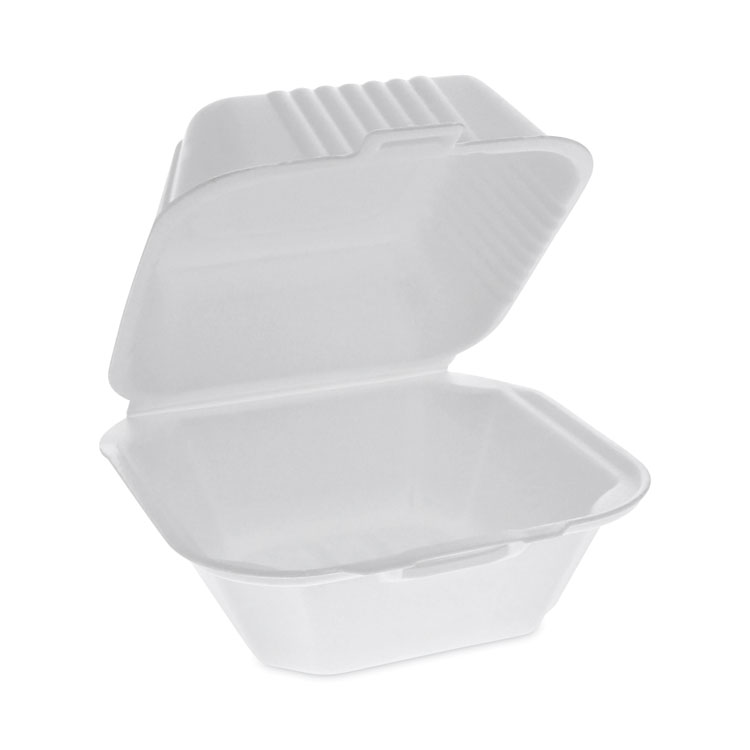 Pactiv Evergreen SmartLock Foam Hinged Lid Container, Sandwich, 5.75 x 5.75 x 3.25, White, 504/Carton (PCTYHLW06000000)