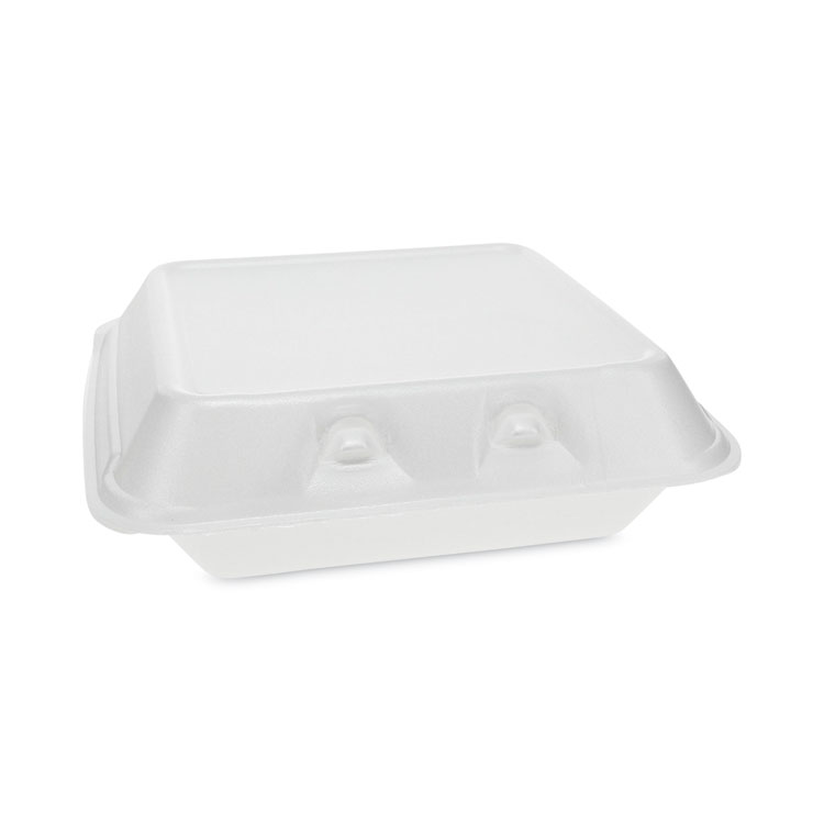 Pactiv Evergreen SmartLock Foam Hinged Lid Container, Small, 7.5 x 8 x 2.63, White, 150/Carton (PCTYHLW07010000)