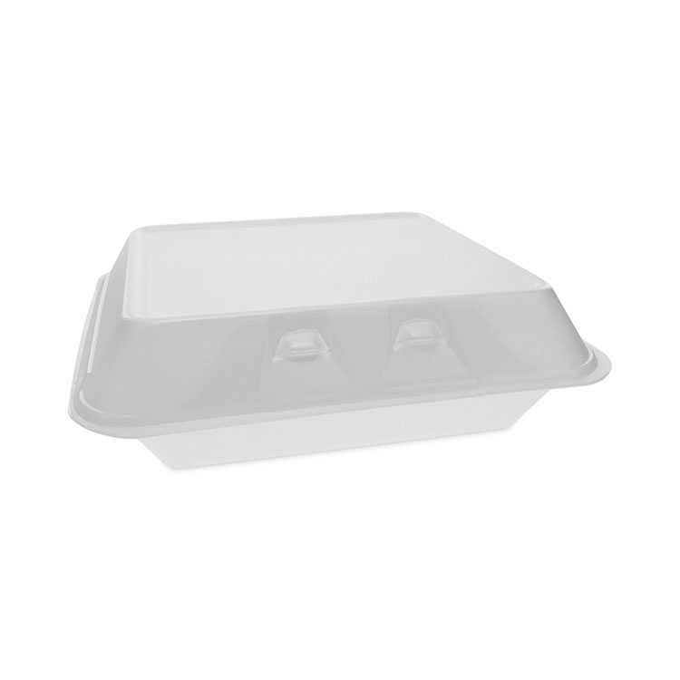 Pactiv Evergreen SmartLock Foam Hinged Lid Container, X-Large, 9.5 x 10.5 x 3.25, White, 250/Carton (PCTYHLW10010000)