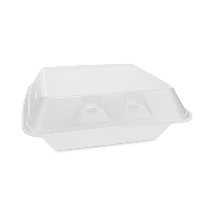 Pactiv Evergreen SmartLock Vented Foam Hinged Lid Container, 3 Compartments, 9 x 9.25 x 3.25, White, 150/Carton (PCTYHLWV9030000)