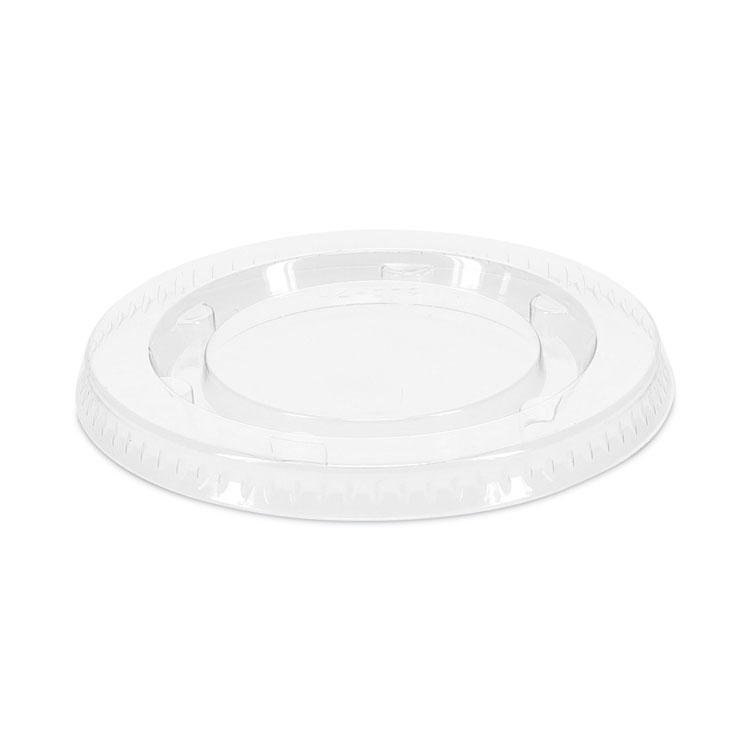 Pactiv Evergreen Plastic Portion Cup Lid, Fits 1.5 oz to 2.5 oz Portion Cups, Clear, 100/Pack, 24 Packs/Carton (PCTYLS2FR)