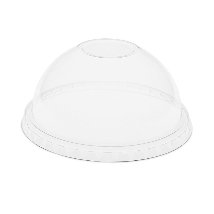 Pactiv Evergreen EarthChoice Strawless RPET Lid, Dome Lid, Fits 12 oz to 24 oz "B" Cups, Plastic, Clear, 1,020/Carton (PCTYPDL24CNH)