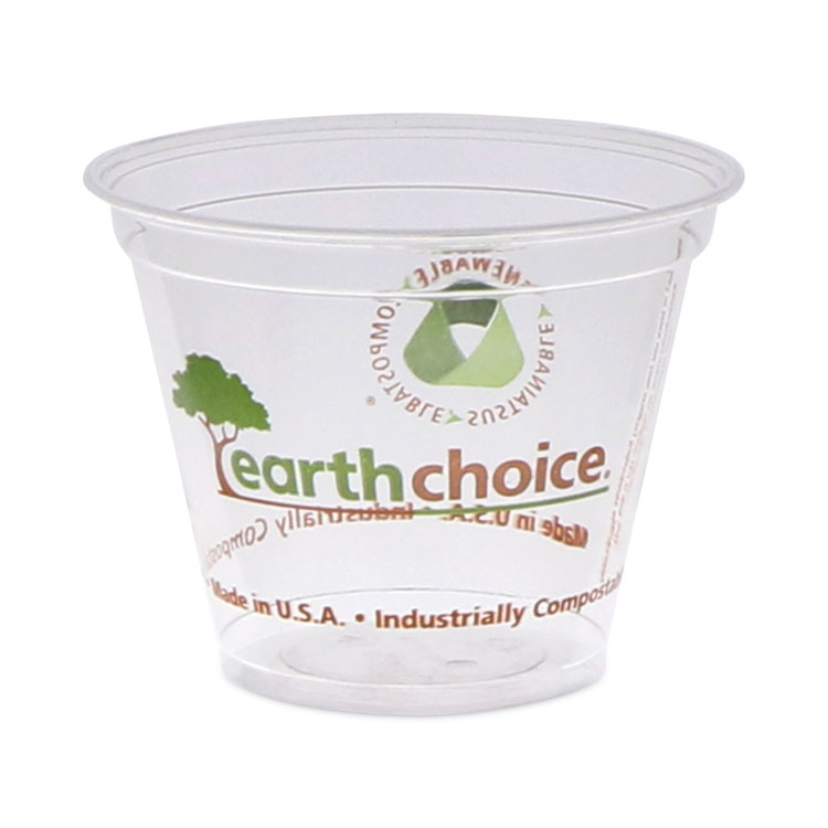 Pactiv Evergreen EarthChoice Compostable Cold Cup, 9 oz, Plastic, Clear/Printed, 975/Carton (PCTYPLA9CEC)