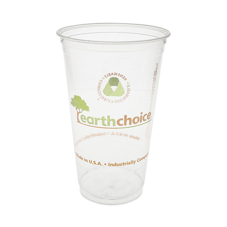 Pactiv Evergreen EarthChoice Compostable Cold Cup, 24 oz, Plastic, Clear/Printed, 580/Carton (PCTYPLA24CEC)