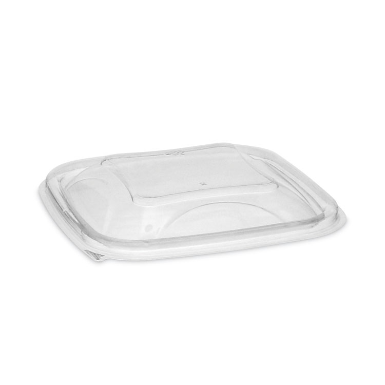 Pactiv Evergreen EarthChoice Recycled PET Container Lid, For 8 oz/12 oz/16 oz Container Bases, 5.5 x 5.5 x 0.38, Clear, Plastic, 504/Carton (PCTYSACLD05)