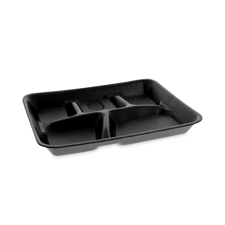 Pactiv Evergreen Foam School Trays, 5-Compartment Tray, 8.25 x 10.25 x 1, Black, 500/Carton (PCTYTHB0500SGBX)