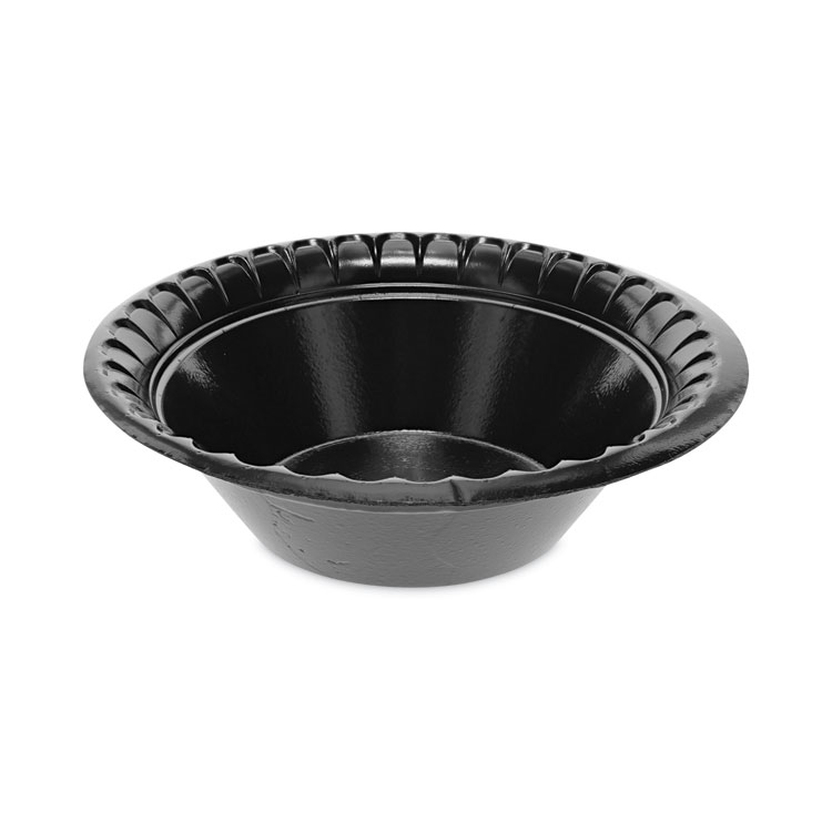 Pactiv Evergreen Placesetter Deluxe Laminated Foam Dinnerware, Bowl, 12 oz, Black, 1,000/Carton (PCTYTKB00120000)