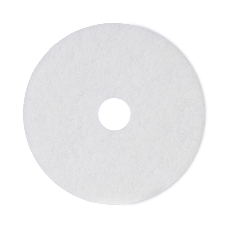 Boardwalk Polishing Floor Pads, 18" Diameter, White, 5/Carton (BWK4018WHI)