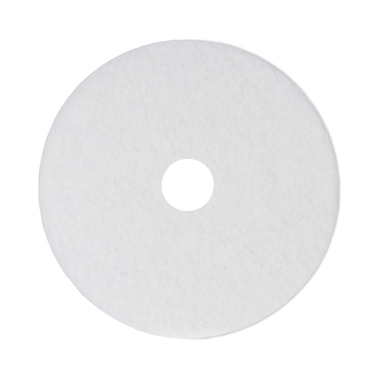 Boardwalk Polishing Floor Pads, 14" Diameter, White, 5/Carton (BWK4014WHI)
