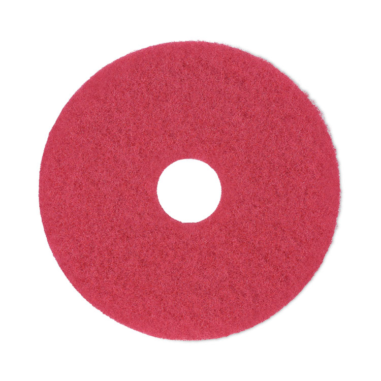 Boardwalk Buffing Floor Pads, 14" Diameter, Red, 5/Carton (BWK4014RED)