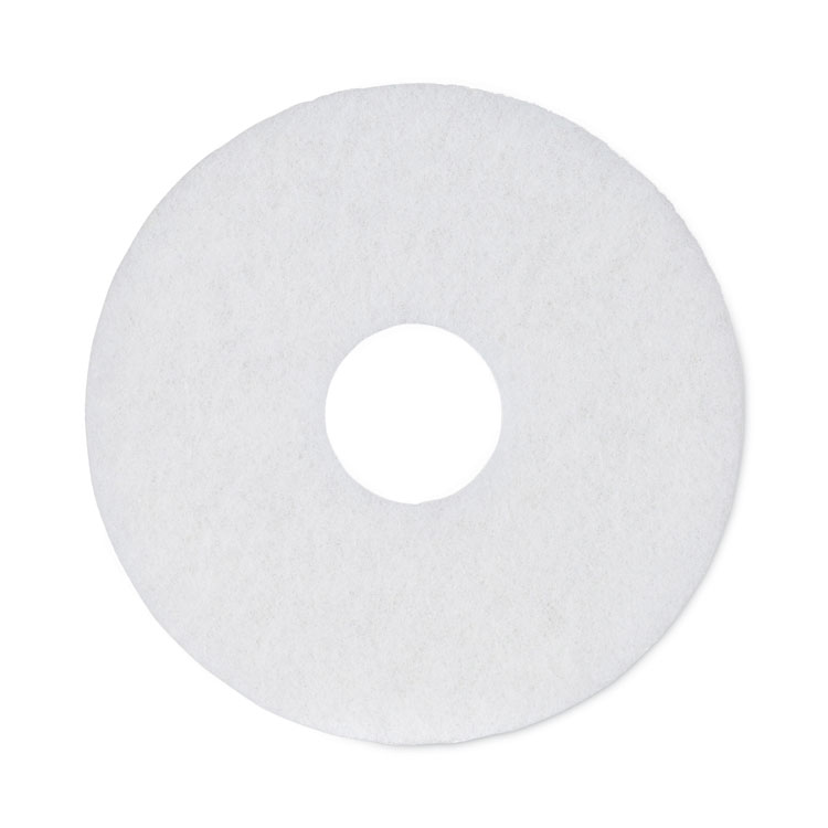 Boardwalk Polishing Floor Pads, 12" Diameter, White, 5/Carton (BWK4012WHI)