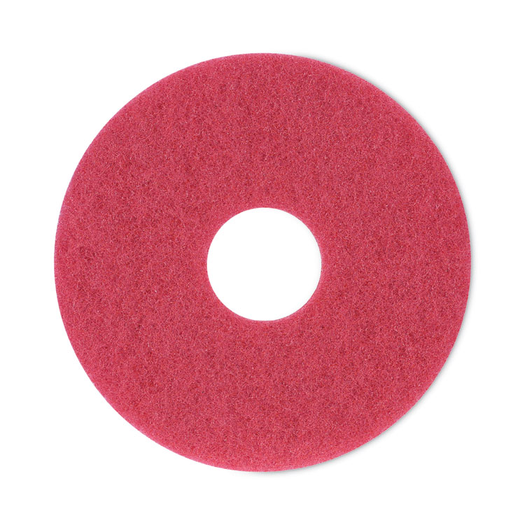 Boardwalk Buffing Floor Pads, 12" Diameter, Red, 5/Carton (BWK4012RED)