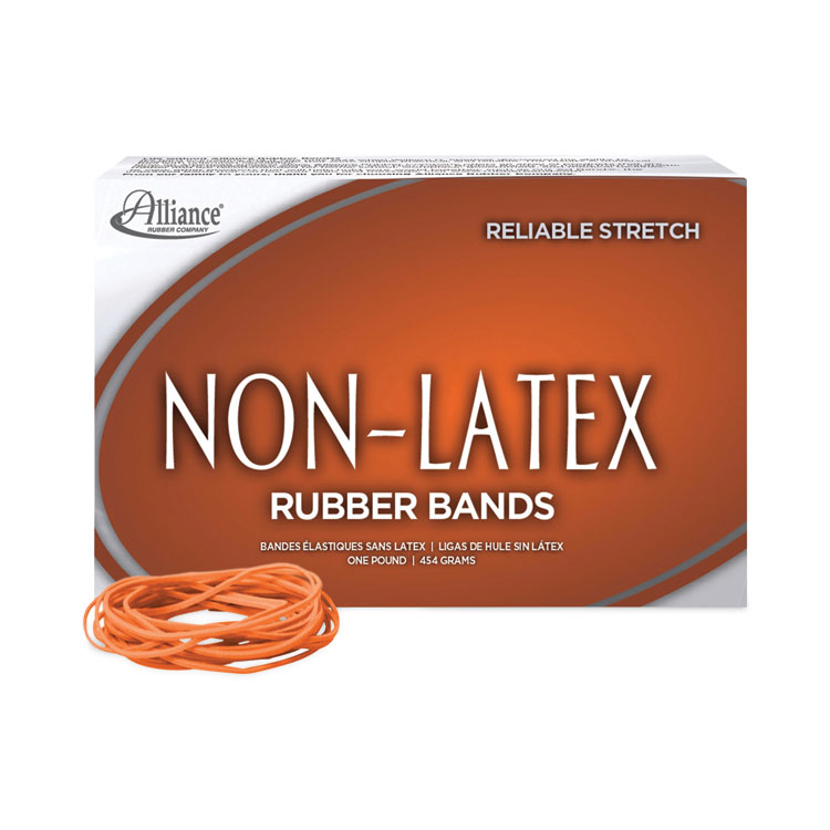 Alliance Non-Latex Rubber Bands, Size 19, 0.04" Gauge, Orange, 1 lb Box, 1,440/Box (ALL37196)