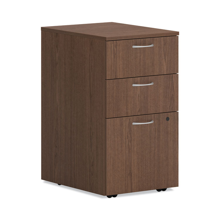 HON Mod Mobile Pedestal, Left or Right, 3-Drawers: Box/Box/File, Legal/Letter, Sepia Walnut, 15" x 20" x 28" (HONPLPMBBFLE1)