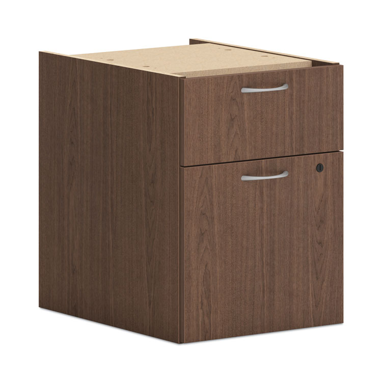HON Mod Support Pedestal, Left or Right, 2-Drawers: Box/File, Legal/Letter, Sepia Walnut, 15" x 20" x 20" (HONPLPHBFLE1)