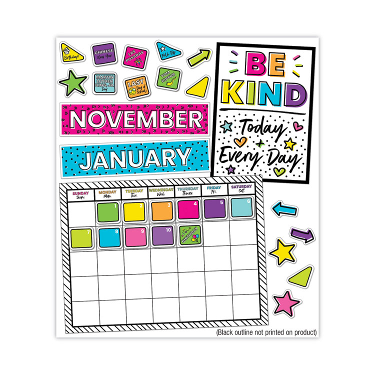 Carson-Dellosa Education Calendar Bulletin Board Sets, 129-Piece Set, Kind Vibes, 23" x 17", Multicolor (CDP110522)