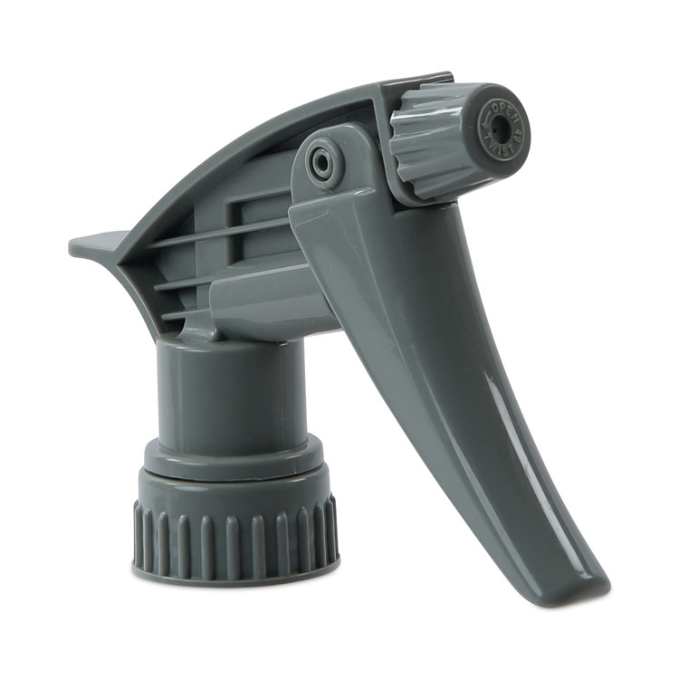 Boardwalk Chemical-Resistant Trigger Sprayer 320CR, 7.25" Tube, Fits 16 oz Bottles, Gray, 24/Carton (BWK72108)