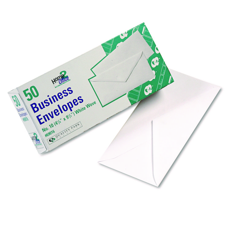 Quality Park White Wove Business Envelope Convenience Packs, #10, Bankers Flap, Gummed Closure, 4.13 x 9.5, White, 50/Box (QUA69016)