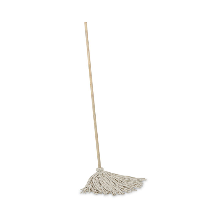 Boardwalk Cotton Deck Mop, #24 White Cotton Head, 50" Wood Handle, 6/Carton (BWKCD50024S)