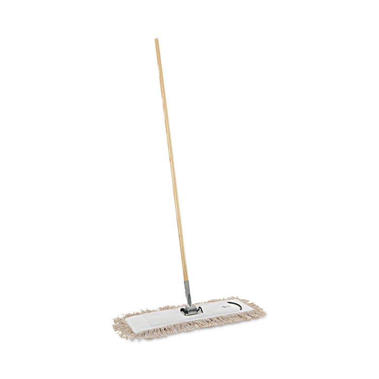 Boardwalk Cotton Dry Mopping Kit, 24 x 5 Natural Cotton Head, 60" Natural Wood Handle (BWKM245C)