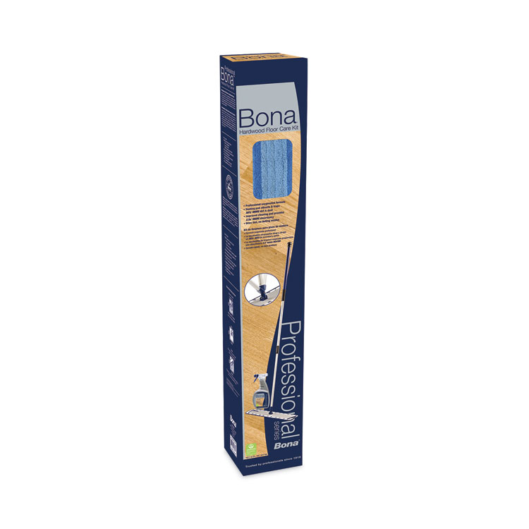 Bona Hardwood Floor Care Kit, 18" Wide Microfiber Head, 72" Silver/Blue Aluminum Handle (BNAWM710013399)