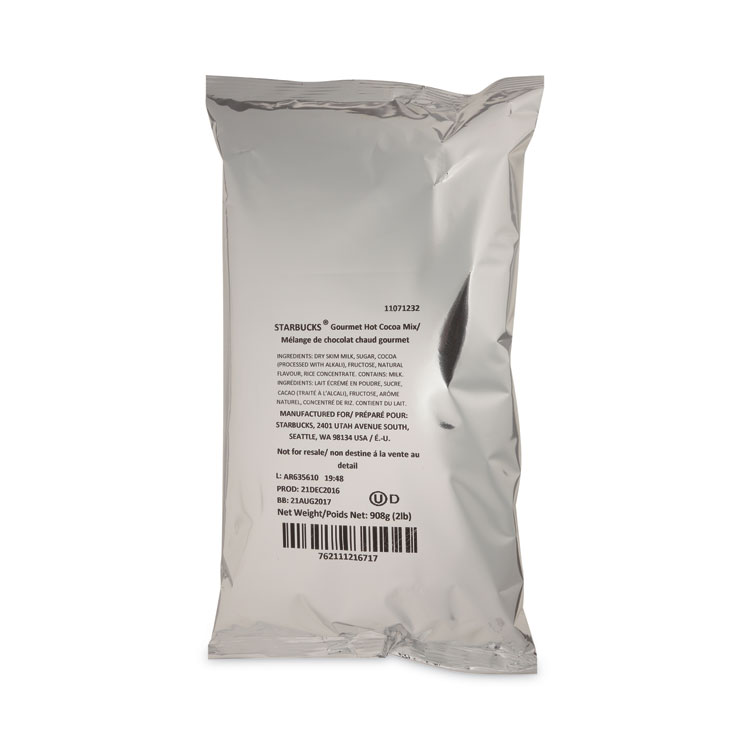 Starbucks Gourmet Hot Cocoa Mix, 2 lb, Bag, 6/Carton (SBK11071232)